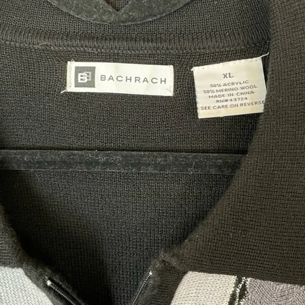 Bachrach Black White‎ Grey Quarter Zip Heavyweight Sweater Size XL